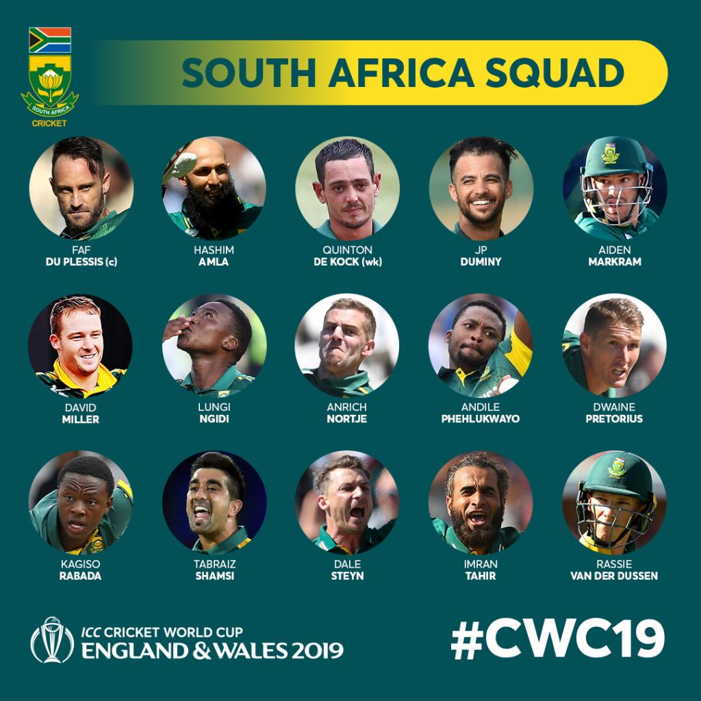 South Africa team for world cup 2019