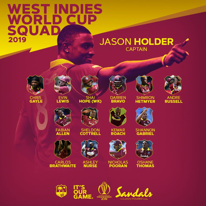 West Indies team for world cup 2019